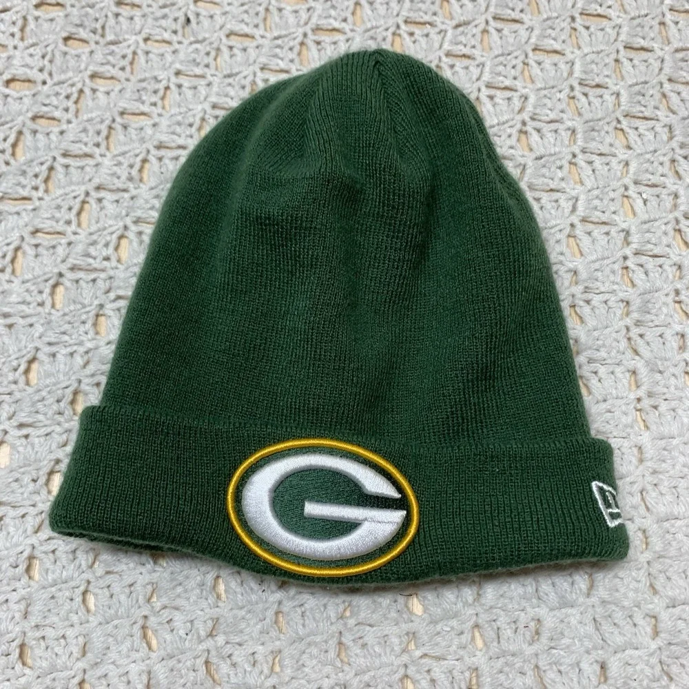 Green Bay Packers Beanie Toque Boys One Sz Green Embroidered NFL Apparel New Era